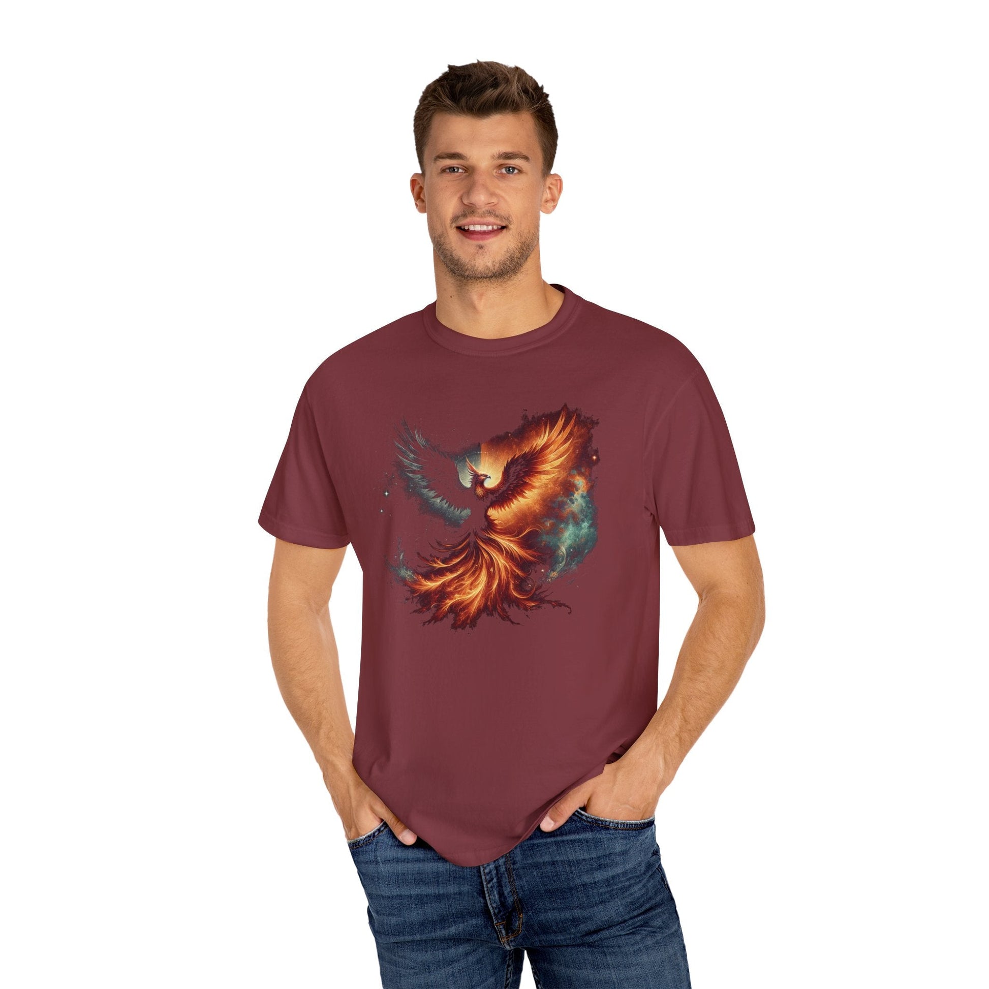 Cosmic Phoenix Resurgence Unisex T-Shirt - Comfort-Fit Ring-Spun Cotton Tee - GG