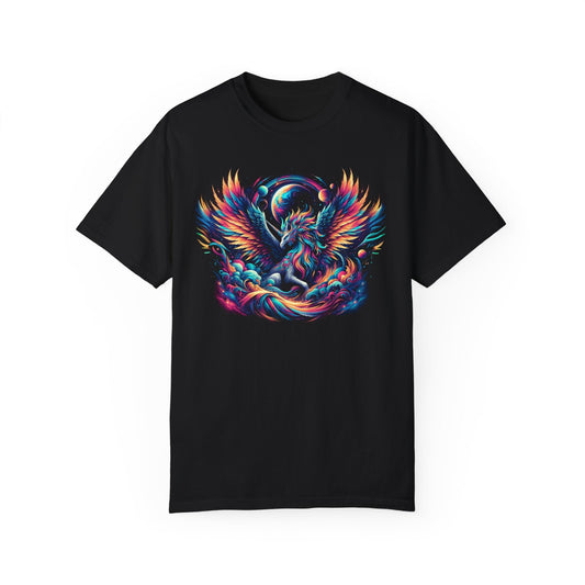 Cosmic Phoenix T-Shirt - Soft-Washed Unisex 100% Cotton, Garment-Dyed & Durable - GG