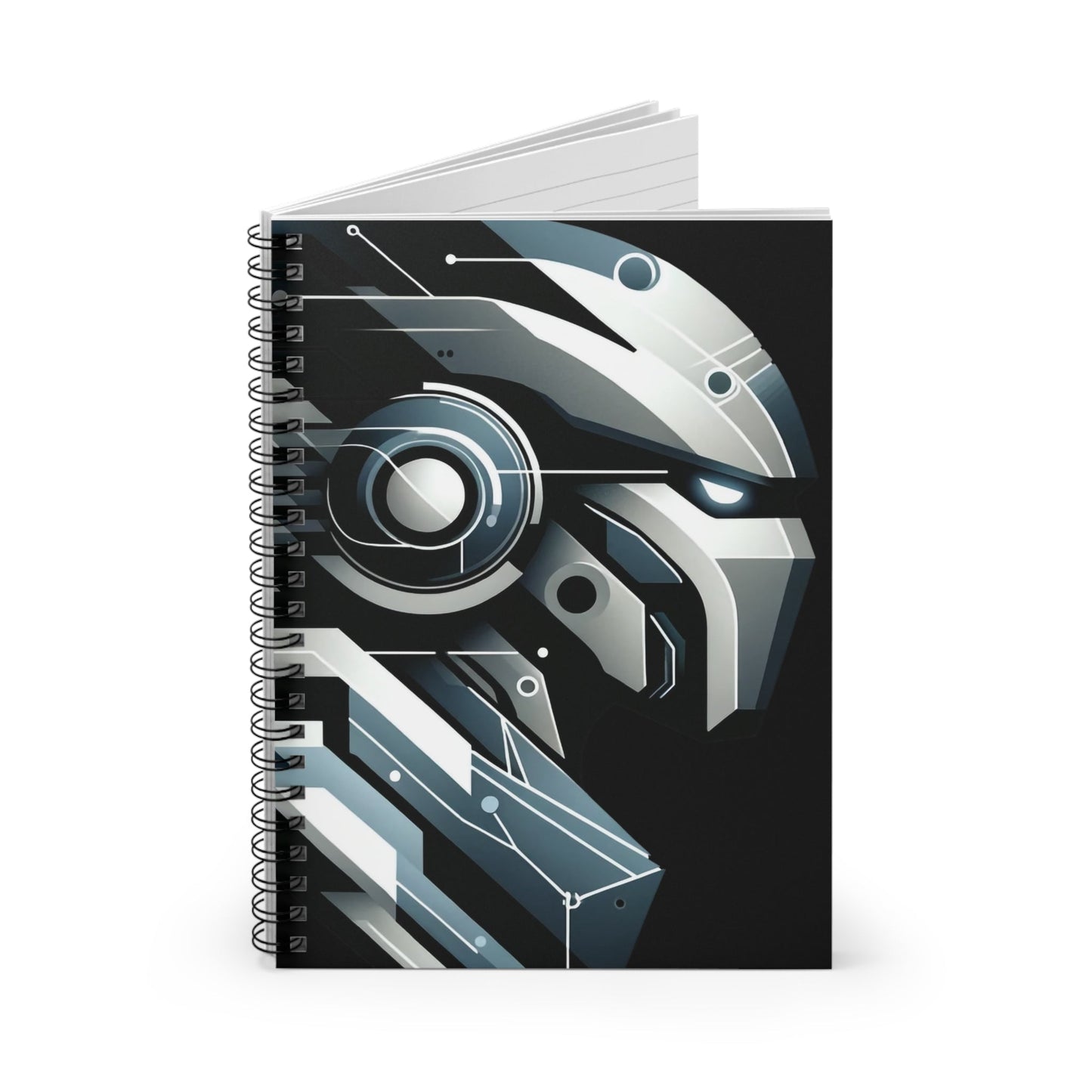 Modern Mech Warrior -Themed 118-Page Ruled Spiral Notebook - GG