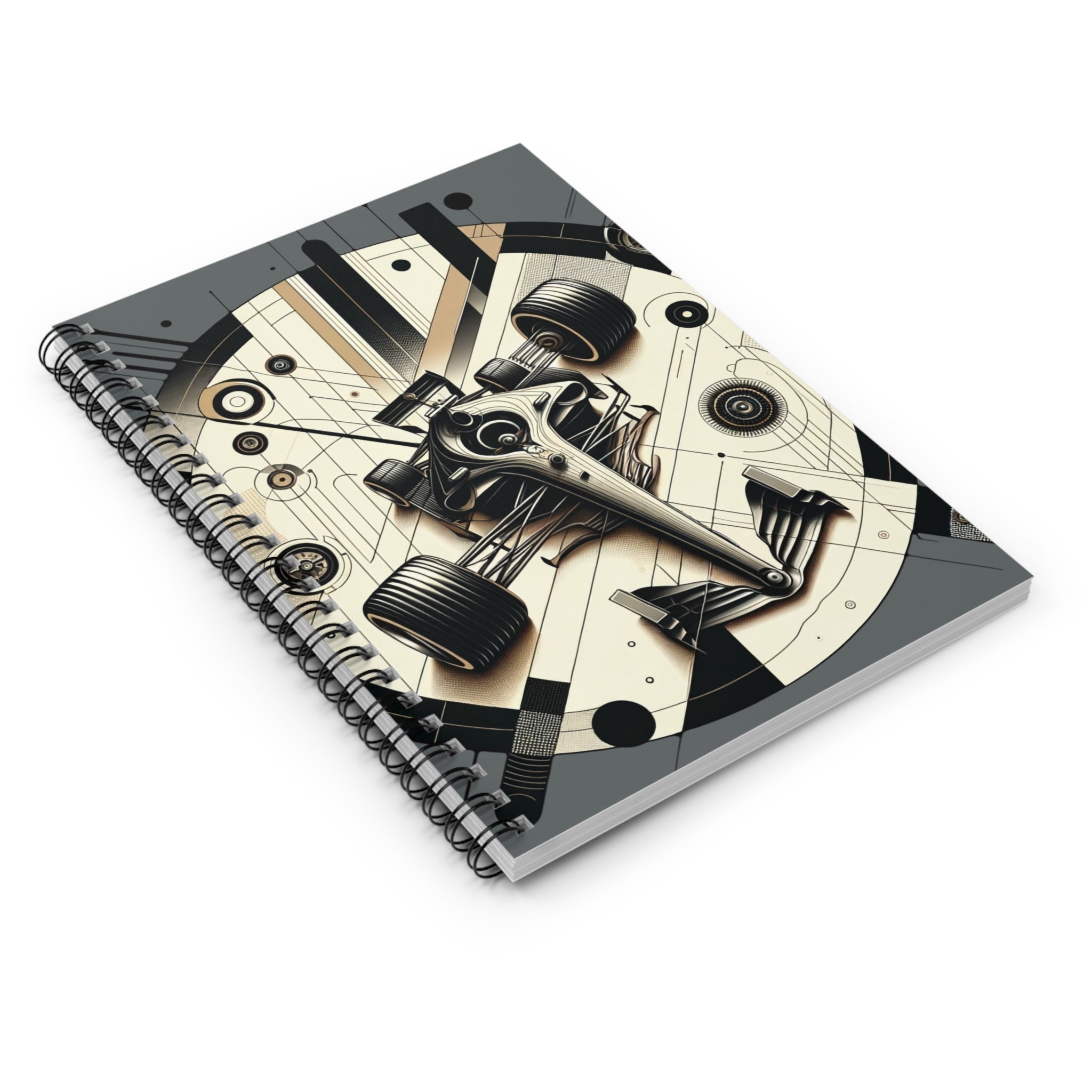 Car Racing Notebook Precision Mechanics: Exploded Race Car Design 118-Page Spiral Notebook – G